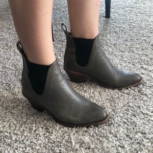 Gray Leather Ankle Boots